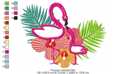 Flamingo Mom and Son - Applique
