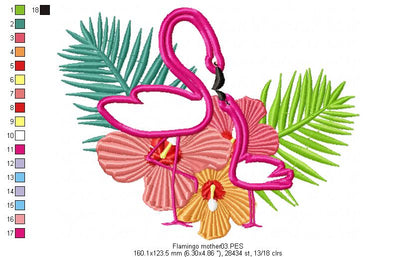 Flamingo Mom and Son - Applique