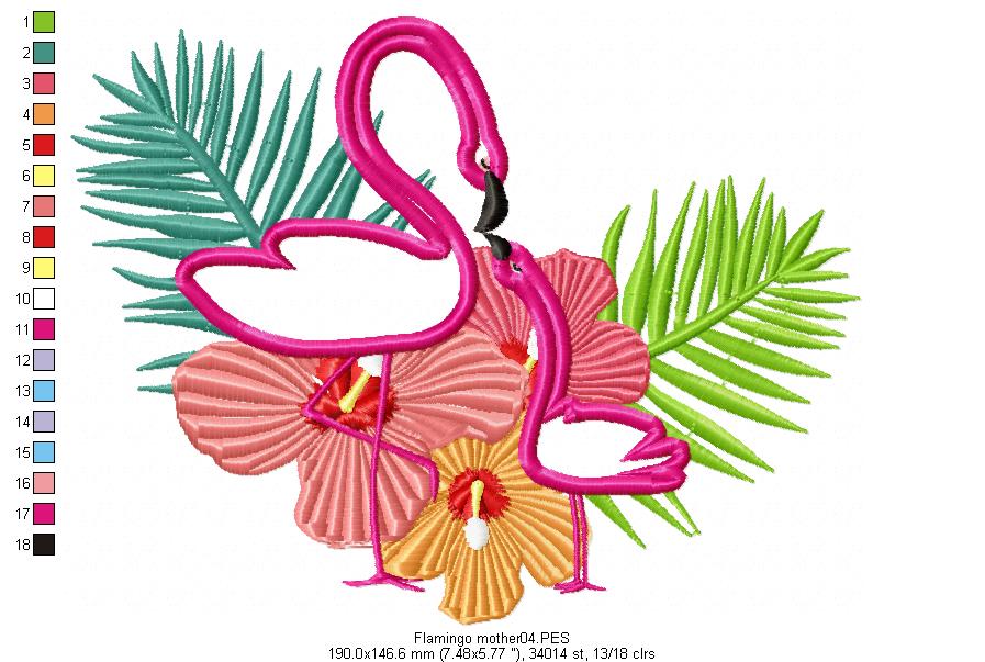 Flamingo Mom and Son - Applique