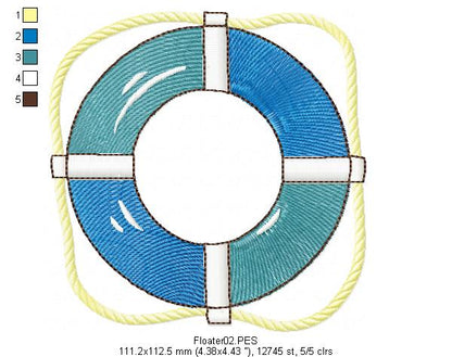 Nautic Pack with 4 designs - Fill Stitch - Machine Embroidery Design