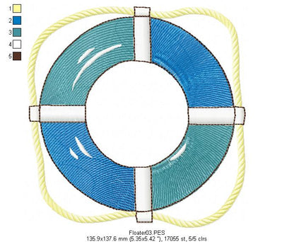Nautic Pack with 4 designs - Fill Stitch - Machine Embroidery Design