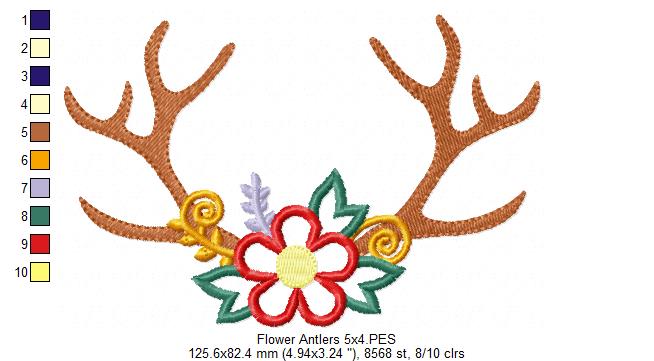 Christmas Flower Antlers - Applique