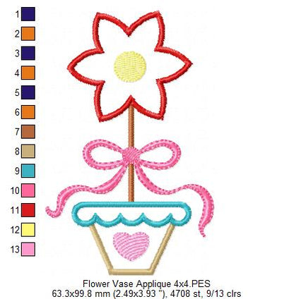 Spring Flower Vase - Applique
