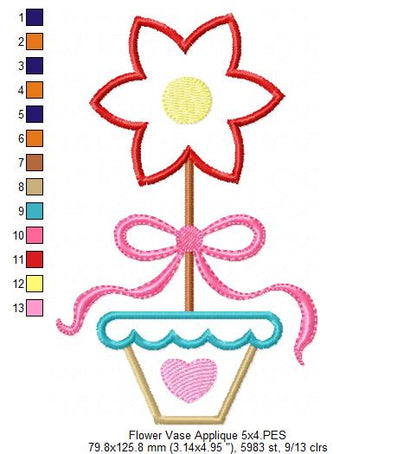 Spring Flower Vase - Applique