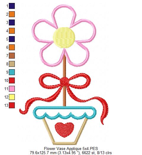 Spring Flower Vase - Applique