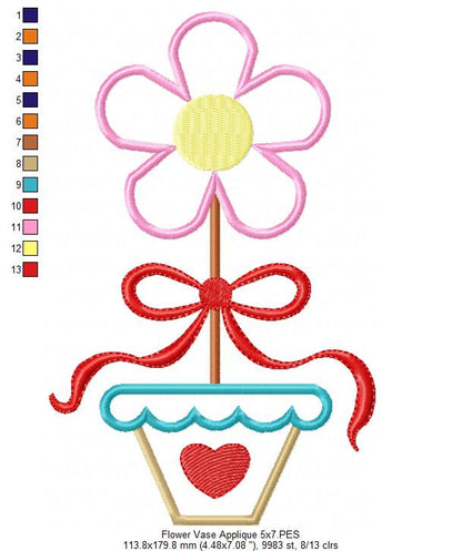 Spring Flower Vase - Applique