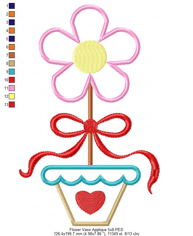Spring Flower Vase - Applique