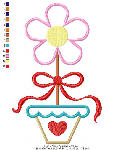 Spring Flower Vase - Applique