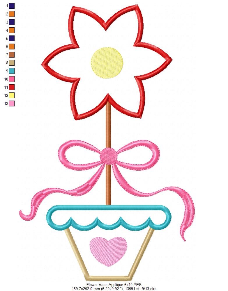 Spring Flower Vase - Applique