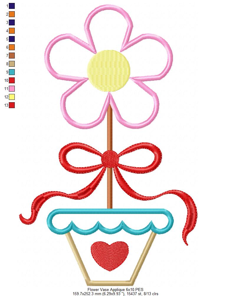 Spring Flower Vase - Applique