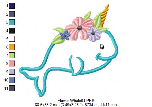 Unicorn Whale - Applique