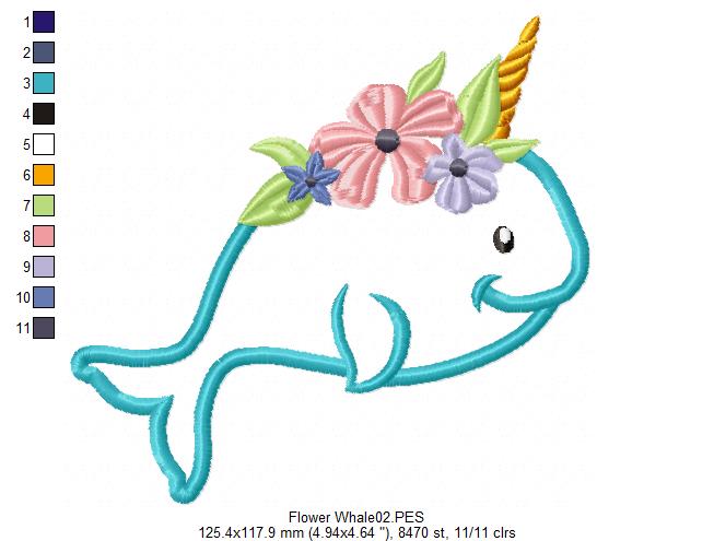 Unicorn Whale - Applique