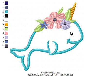 Unicorn Whale - Applique