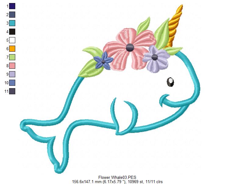 Unicorn Whale - Applique