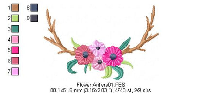 Flower Antlers - Fill Stitch
