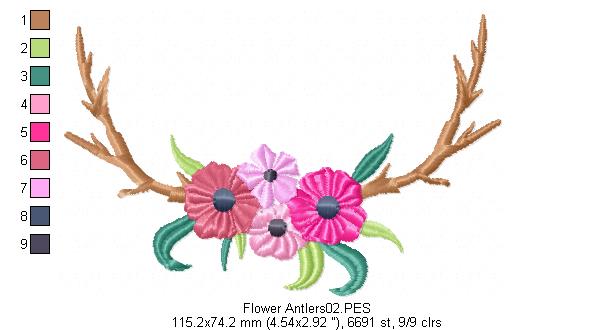 Flower Antlers - Fill Stitch