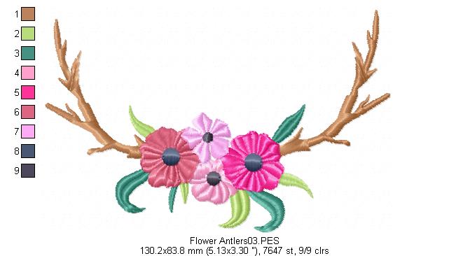 Flower Antlers - Fill Stitch
