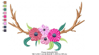 Flower Antlers - Fill Stitch