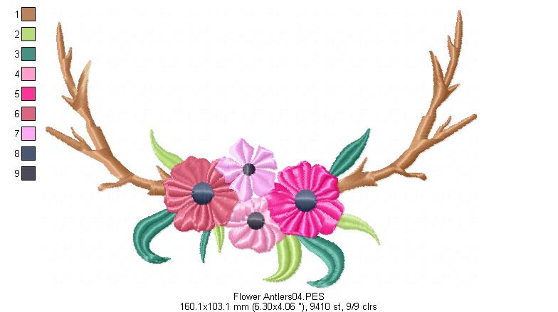 Flower Antlers - Fill Stitch