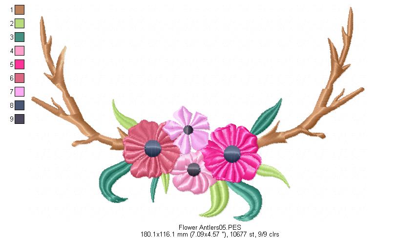 Flower Antlers - Fill Stitch