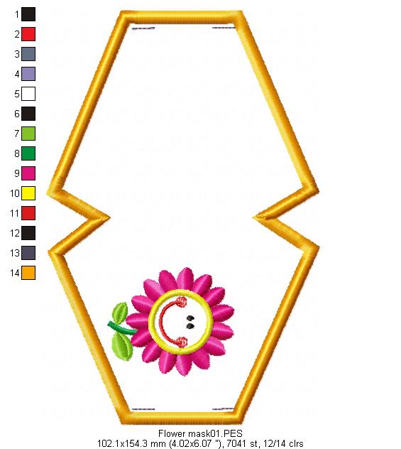 Cute Flower Face Mask - ITH Project - Machine Embroidery Design