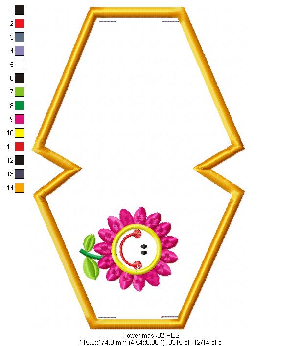 Cute Flower Face Mask - ITH Project - Machine Embroidery Design