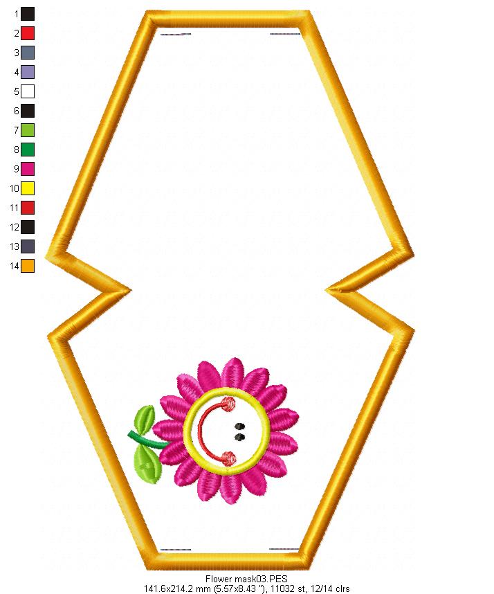 Cute Flower Face Mask - ITH Project - Machine Embroidery Design