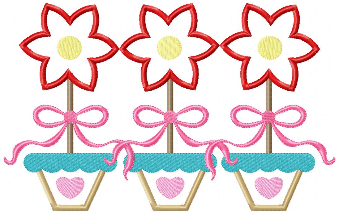 Spring Flowers Vase Trio - Applique