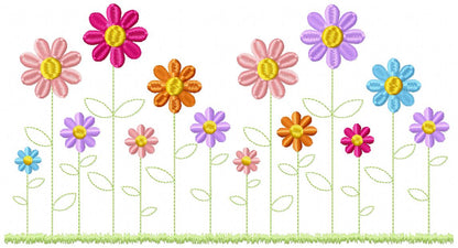 Flowers in a Row - Fill Stitch