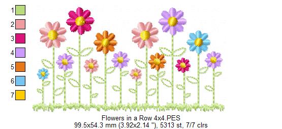 Flowers in a Row - Fill Stitch