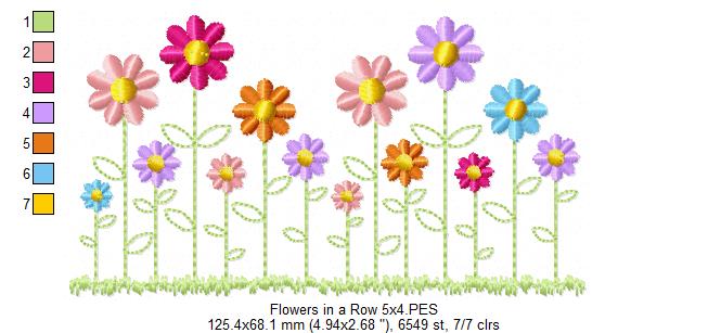 Flowers in a Row - Fill Stitch