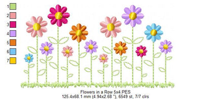 Flowers in a Row - Fill Stitch