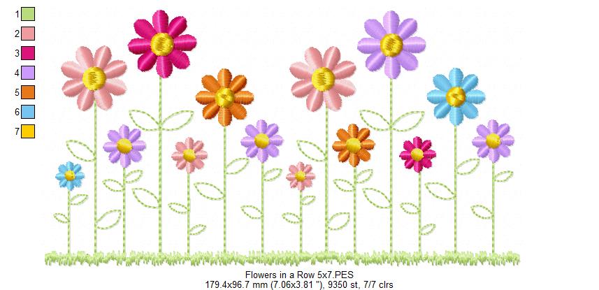 Flowers in a Row - Fill Stitch