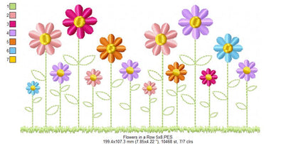 Flowers in a Row - Fill Stitch
