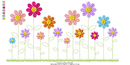 Flowers in a Row - Fill Stitch