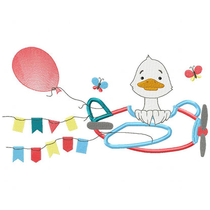 Duck, Plane and Flags - Applique