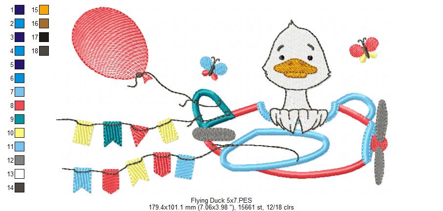Duck, Plane and Flags - Applique