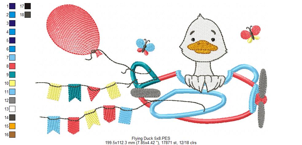 Duck, Plane and Flags - Applique