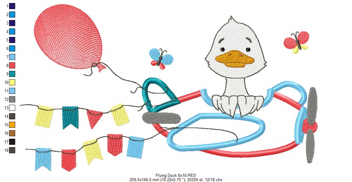 Duck, Plane and Flags - Applique