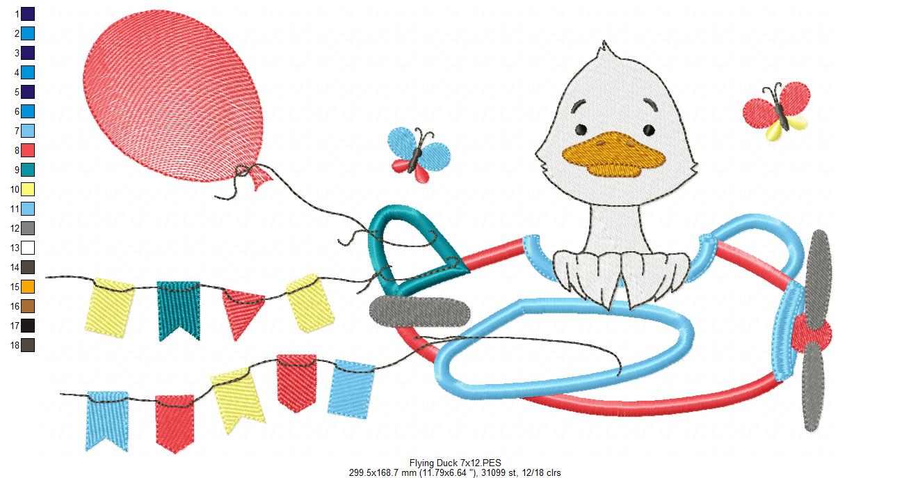 Duck, Plane and Flags - Applique