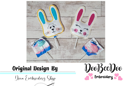 Bunny Sucker Topper - 2 Designs - ITH Project - Machine Embroidery Design