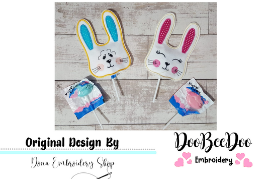 Bunny Sucker Topper - 2 Designs - ITH Project - Machine Embroidery Design