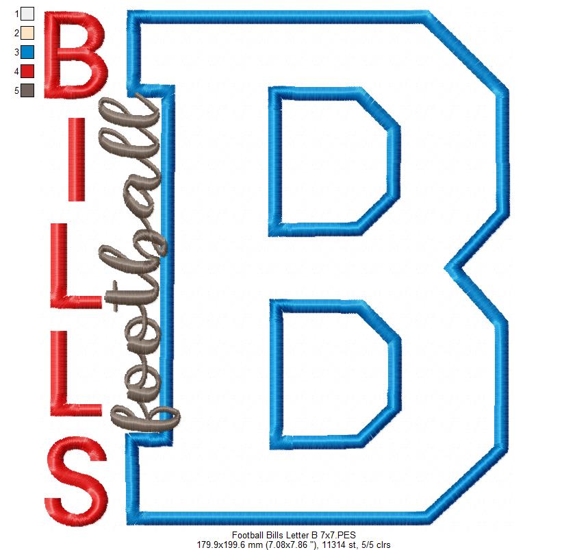 Football Bills Letter B - Applique