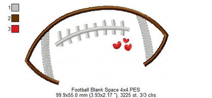 Football Blank Space for Names - Fill Stitch - Machine Embroidery Design