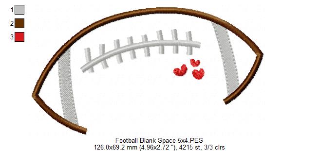 Football Blank Space for Names - Fill Stitch - Machine Embroidery Design