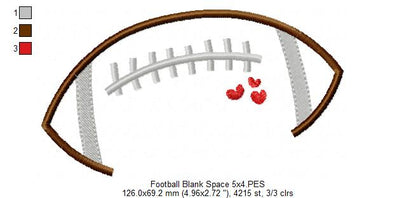 Football Blank Space for Names - Fill Stitch - Machine Embroidery Design