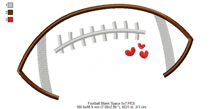 Football Blank Space for Names - Fill Stitch - Machine Embroidery Design