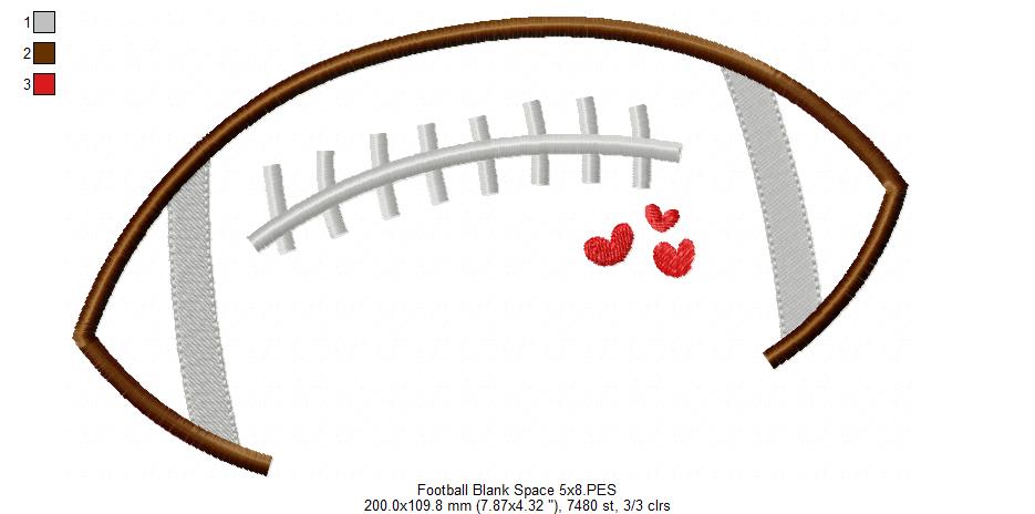 Football Blank Space for Names - Fill Stitch - Machine Embroidery Design