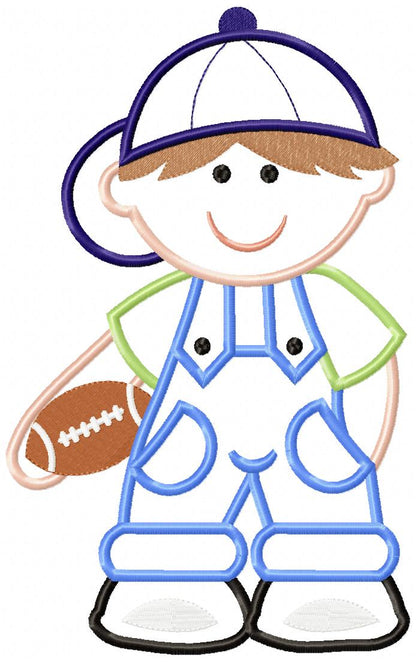 Boy with Football - Applique - Machine Embroidery Design