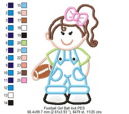 Girl with Football - Applique
